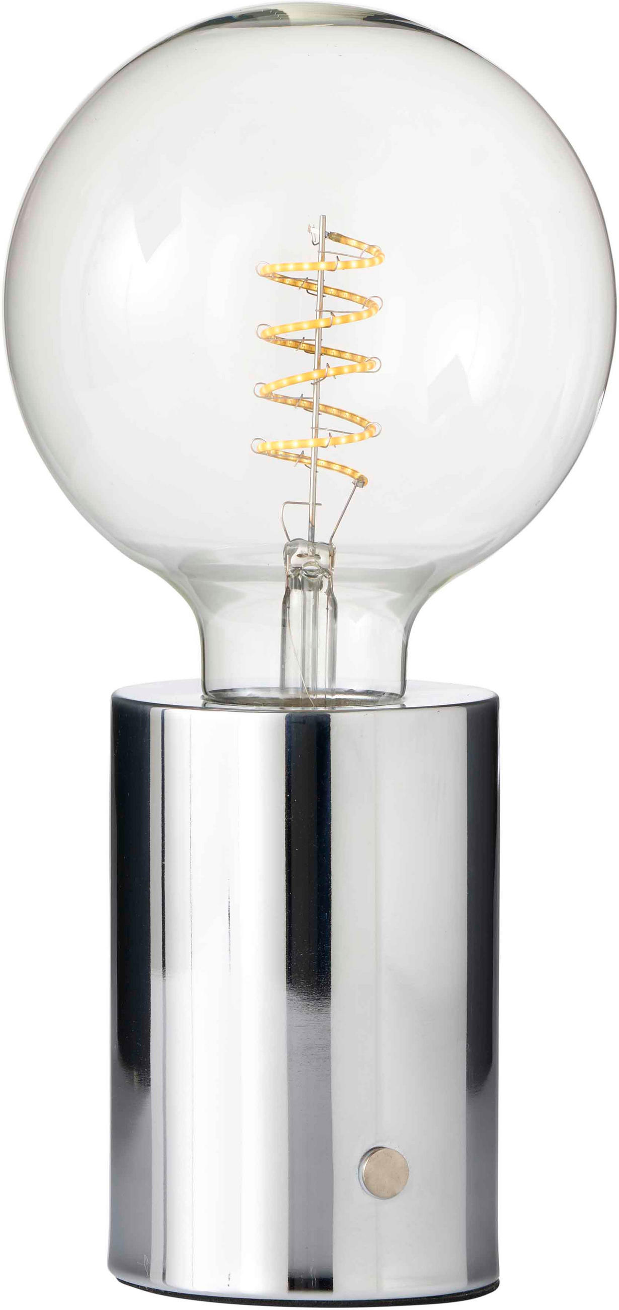 LED-AKKU-TISCHLAMPE - dimmbar in Eddison Optik mit Touch-Dimmer und Metallgehäuse - Chromfarben, Metall (12.5/12.5/26cm) - Northpoint