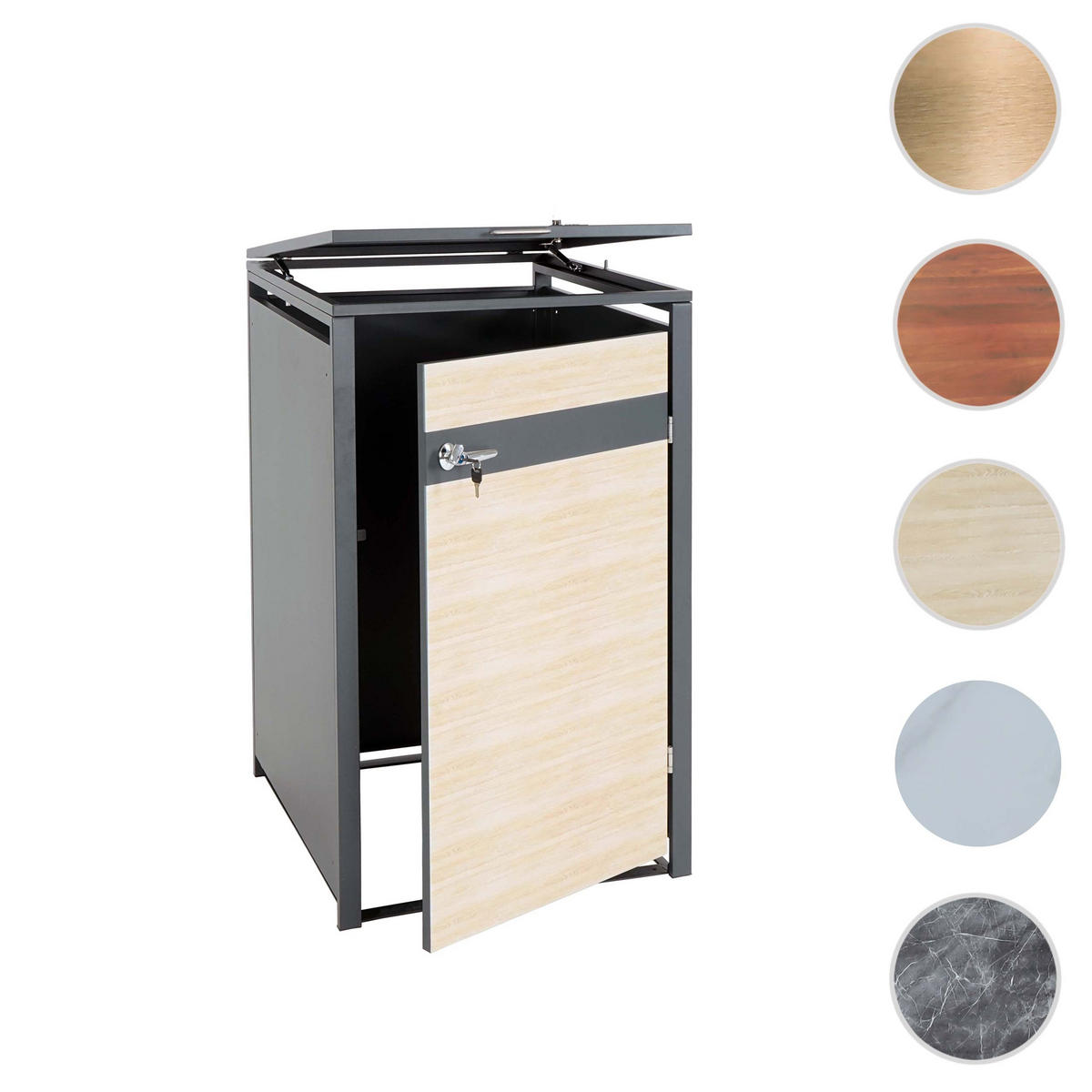 MÜLLTONNENBOX 1er 117x68x80cm Anthrazit Marmor-Optik hell - Creme, Metall (68/117/80cm) - PROREGAL
