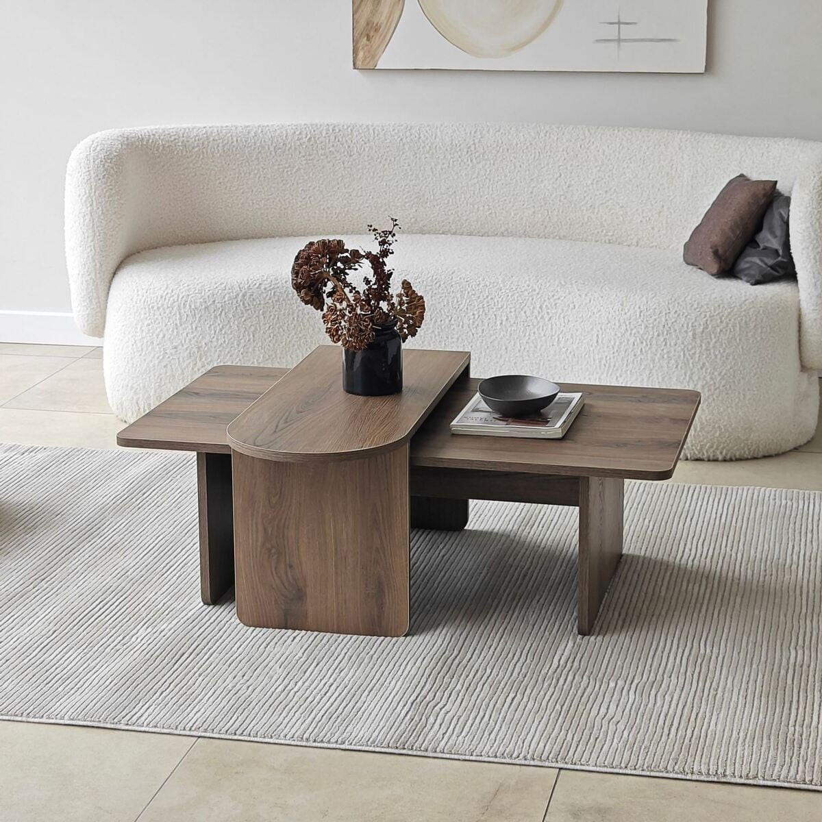 COUCHTISCHE 2er?Set asymmetrische Tischplatten L105 cm 105/60/35 cm - Naturfarben, Holzwerkstoff (65/60/35cm) - Calicosy