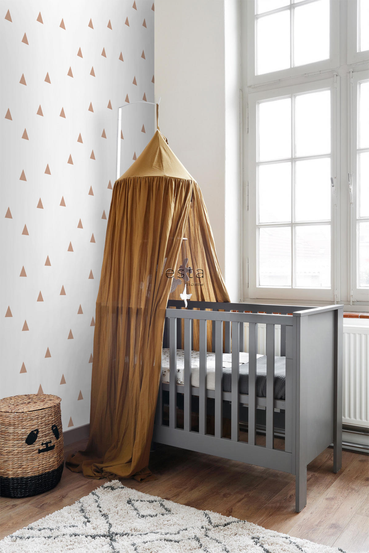 TAPETE grafische kleine Dreiecke 53 cm x 10.05 m - Weiß, Papier (53/0.1cm) - ESTAhome