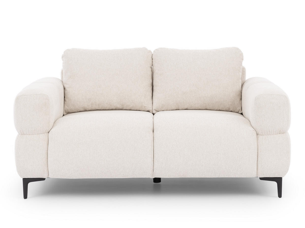 DVOJMIESTNA POHOVKA Cardea v bublinkovom vzhľade z mäkkej krémovej štruktúrovanej látky - čierna/krémová, kov/drevo (154/80/97cm) - S-Style Möbel