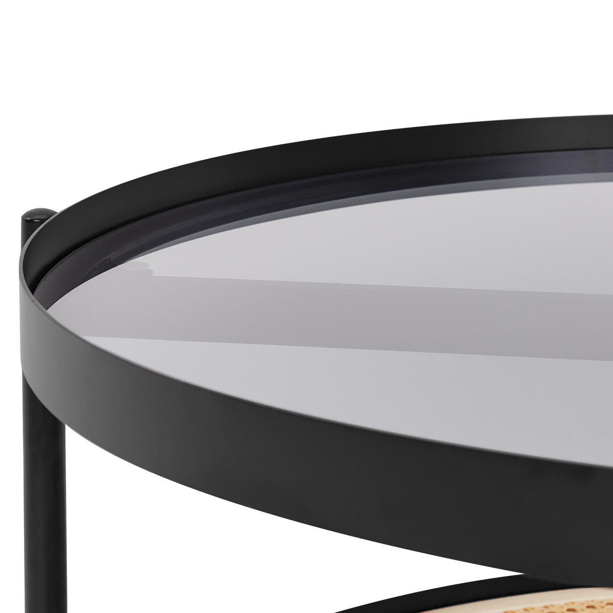 COUCHTISCH Schwarz/Heller Holzfarbton Reno - Hellbraun/Schwarz, Glas/Holzwerkstoff (80/80/45cm) - Beliani