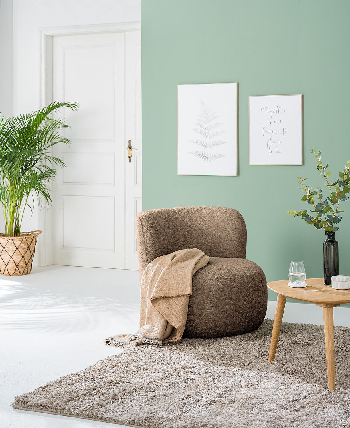 SESSEL - Hellbraun/Schwarz, Textil (78/75/84cm) - home24