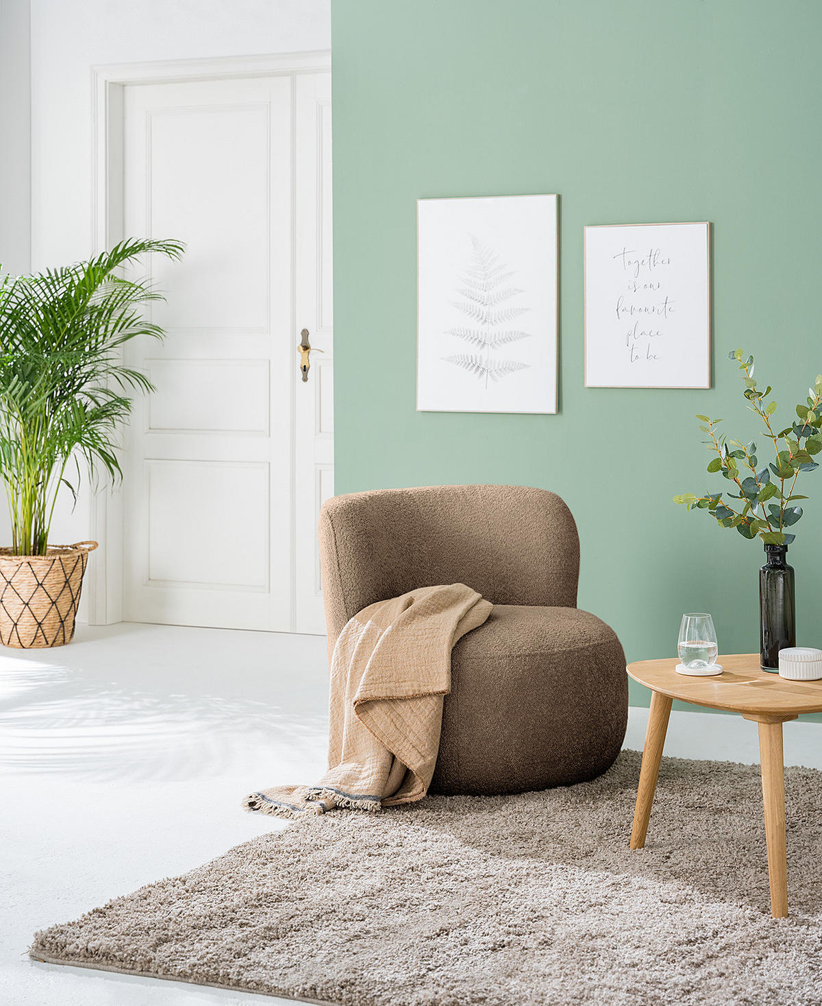 SESSEL - Hellbraun/Schwarz, Textil (78/75/84cm) - home24