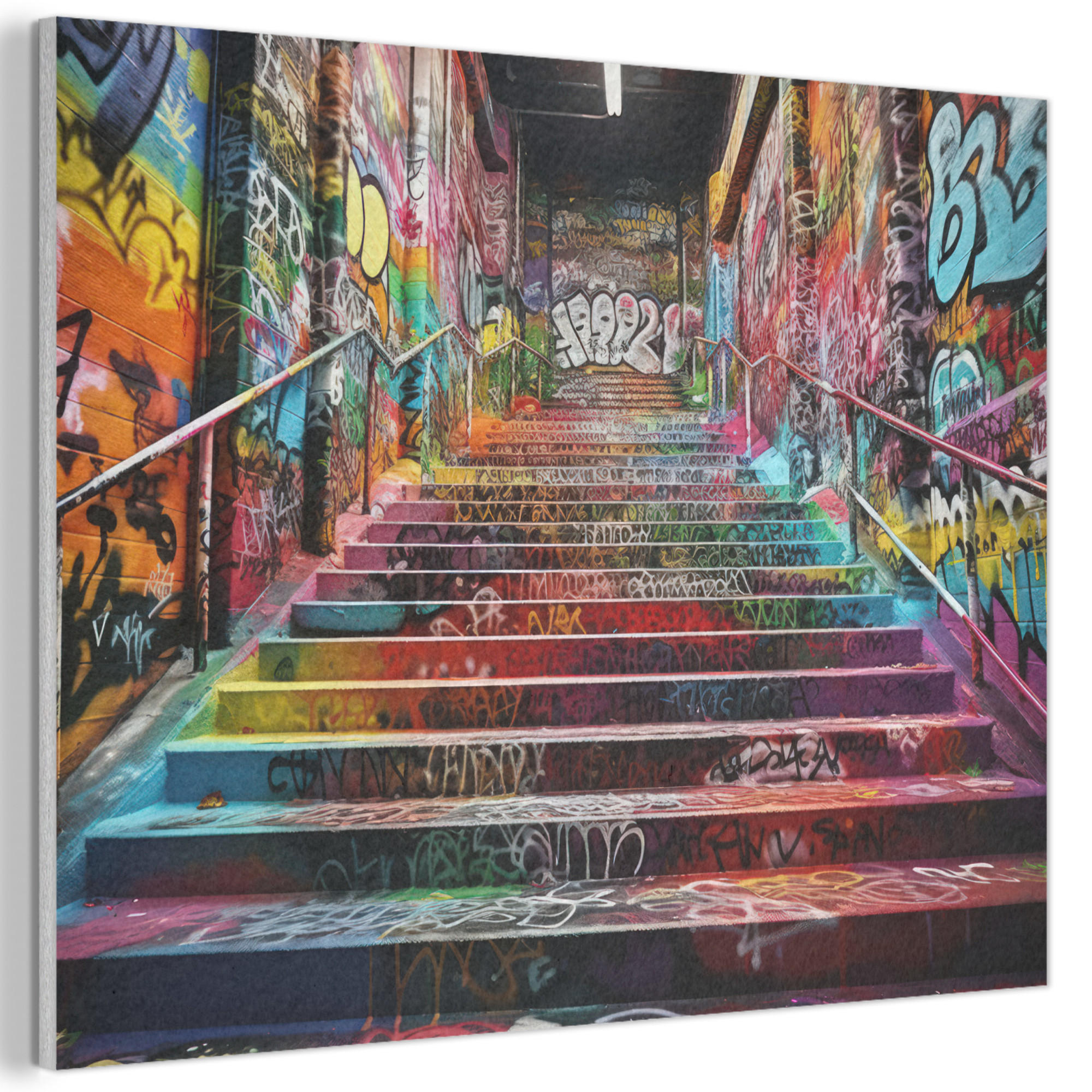 MuchoWow AKUSTICKÝ obraz Schody - Graffiti - Barvy - Umění 100x70 cm