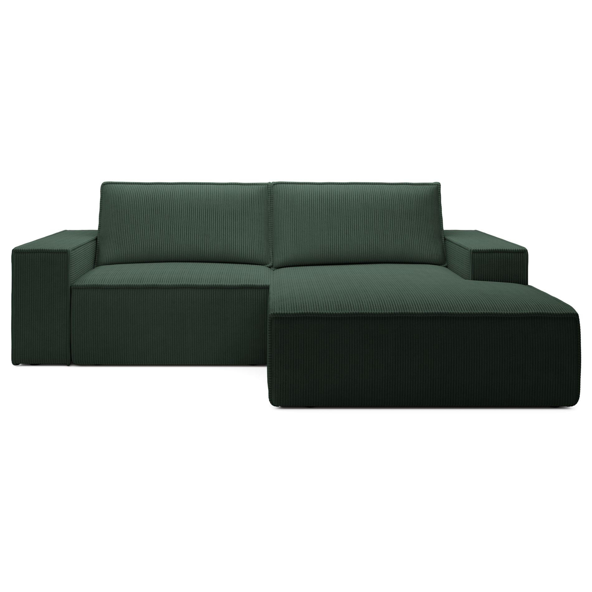ECKSOFA Farese Mini mit Cordbezug Dunkelgrün, rechts - Dunkelgrün/Schwarz, Textil (240/167cm) - Selsey