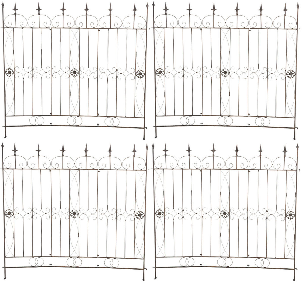 GARTENZAUN 4er Set Metall Bronze - Bronzefarben, Metall (124/116cm) - CLP