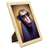 POSTER Set mit 4 Neugierig Tier im T Burton Goth Stil A4 Rahmen aus hellem Holz - Beige, Papier (29.7/3cm) - Nacnic