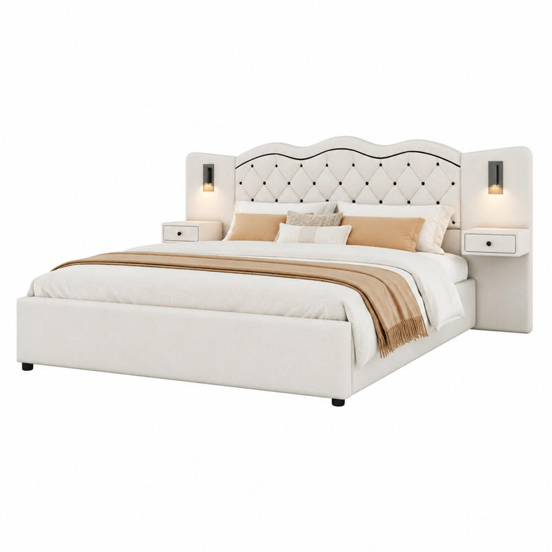 Beauniv Polsterbett Beige 180x200 cm