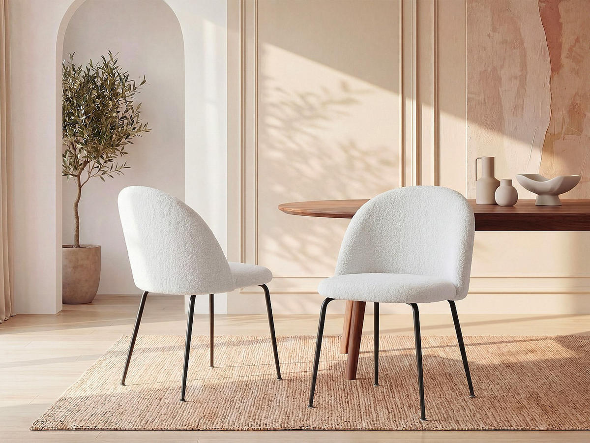 STUHL - 50 cm x 55 cm - stoff - weiß Melbourne - Weiß, Textil (50/77/55cm) - Vente-Unique