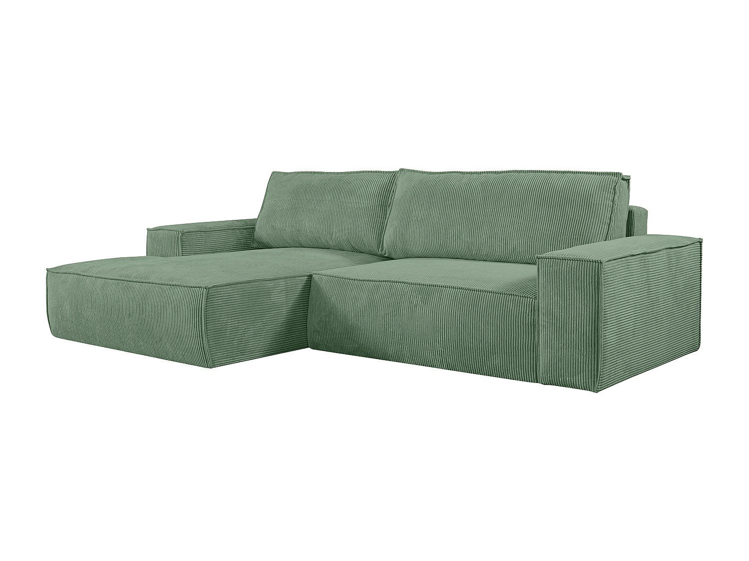 ECKSOFA mit Schlaffunktion - Ecke links - Cord - Mandelgrün - AMELIA - Grün, Textil (167/267cm) - Vente-Unique