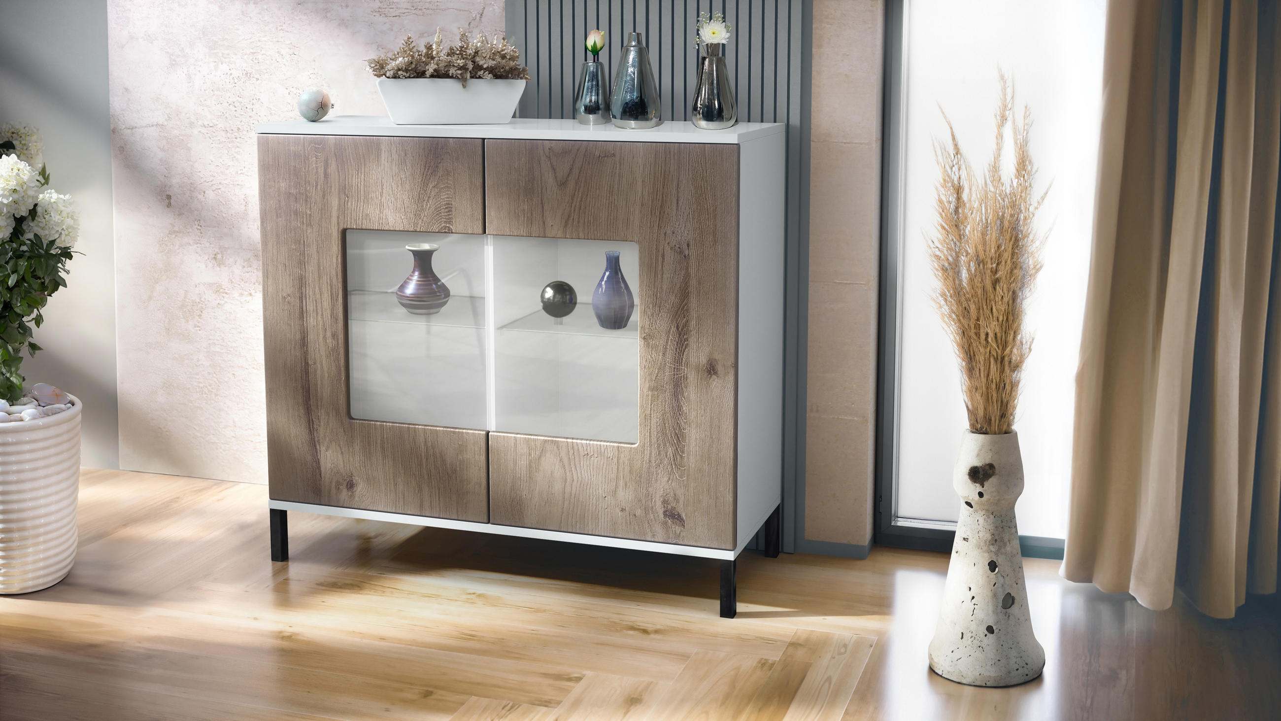 KOMMODE Grömitz Eiche Ribbeck - Alteiche, Holzwerkstoff (92.5/83.5/35cm) - Vladon