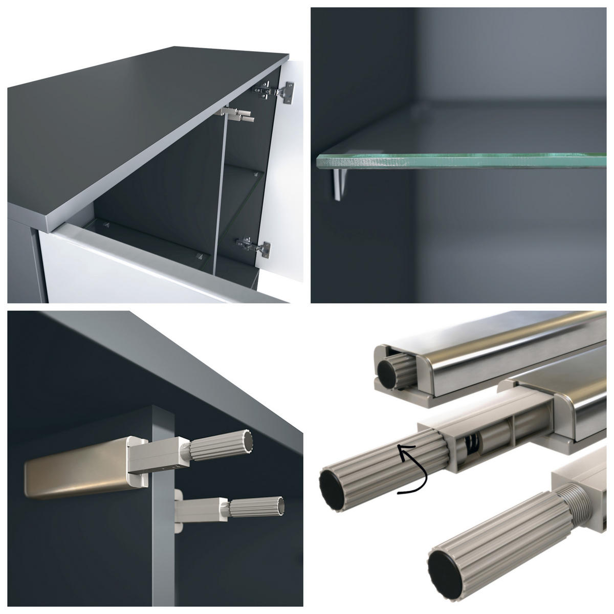 KOMMODE Grömitz Grau Hochglanz - Grau, Holzwerkstoff (92.5/73.5/35cm) - Vladon