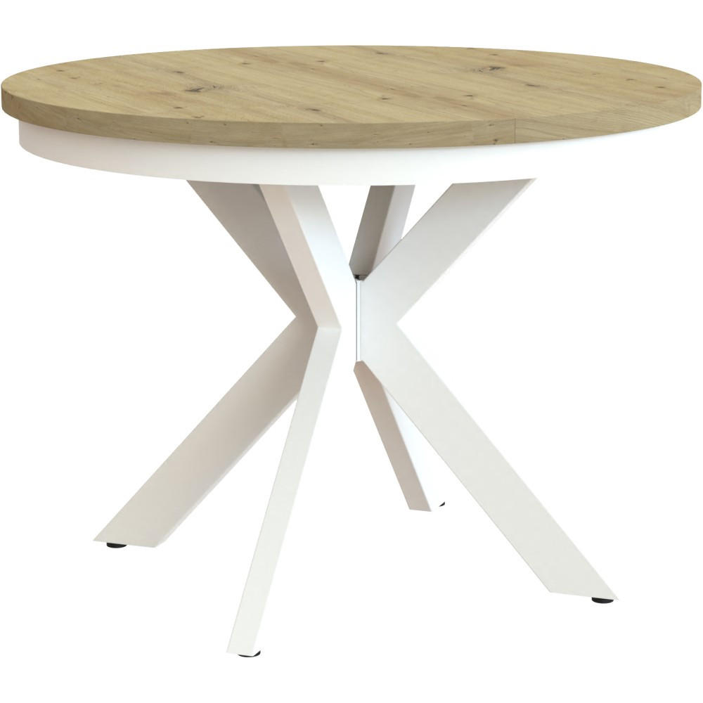 ESSTISCH Bilbao, Runder, mit Metallbeinen, eiche Artisan+Weiß - Eiche Artisan/Weiß, Holzwerkstoff/Metall (100/100/77cm) - Beautysofa