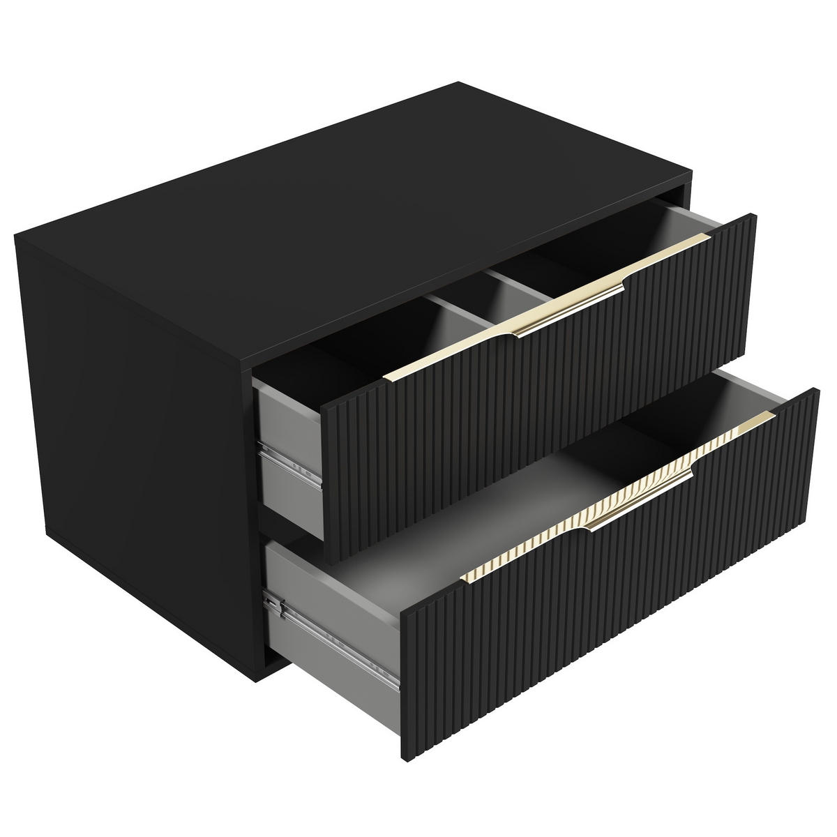 BADMÖBEL-SET Rimini 2 Teile Schwarz Matt - 80 x 46 x 46 cm - Schwarz, Holz (80/46/46cm) - Badplaats