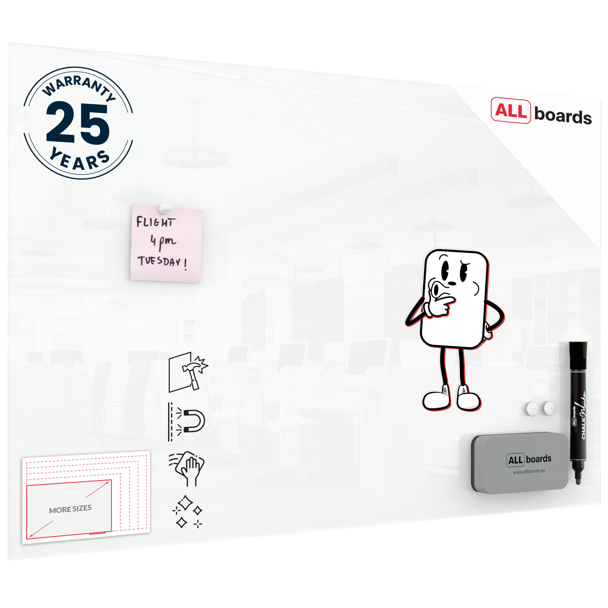 GLASBOARD - Weiß CLASSIC WHITE 90x60cm - Weiß, Glas (90/60/0.7cm) - ALLboards