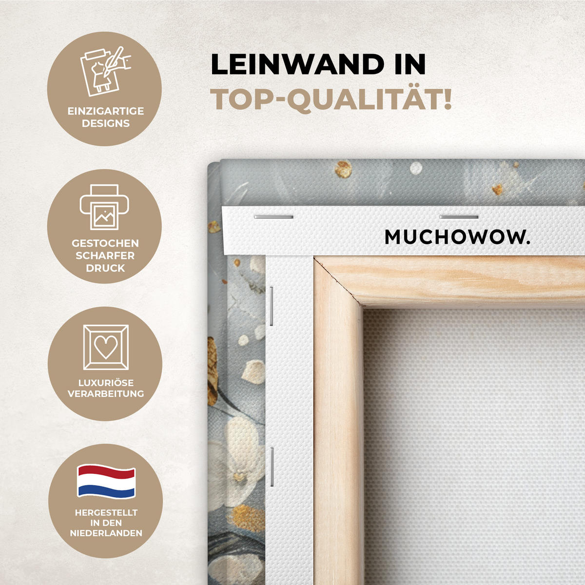 LEINWANDBILD Baum - Blumen - Weiß - Natur - Kunst Wandbild Wohnzimmer 60x80 cm - Weiß, Textil (60/80cm) - MuchoWow