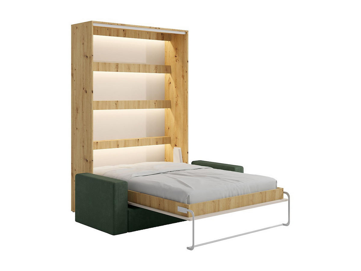 SCHRANKBETT - 2 Personen - Holz, Platte - Beige, Naturfarben Hell - - Beige/Naturfarben, Holz/Metall (160/200cm) - Vente-Unique