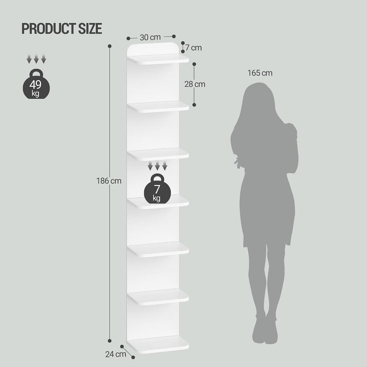 STANDREGAL 2er Set Weiß 24 x 30 x 186 cm - Weiß, Holzwerkstoff (30/186/24cm)