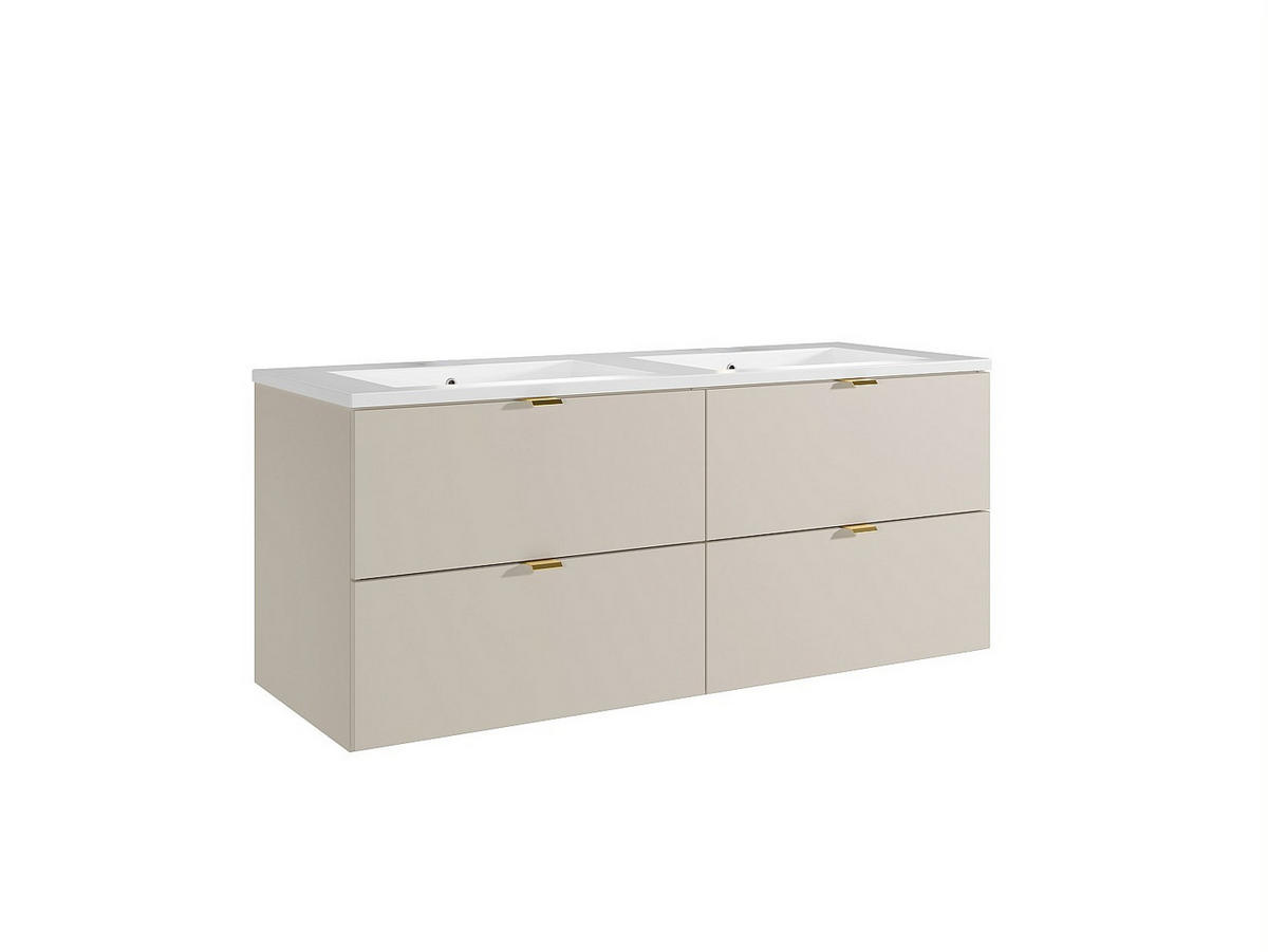 DOPPELWASCHTISCH - 120 cm x 46 cm - Holz, Platte - Beige - LAVENA - Beige, Holz (120/50/46cm) - Vente-Unique