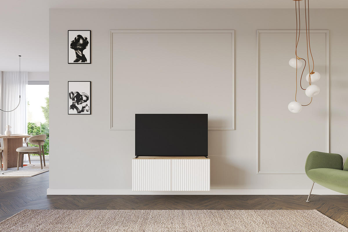 LOWBOARD NOA-2-W 100x40x41 cm - Artisan / Weiß - Weiß, Holzwerkstoff (100/40/41cm) - ALTDECOR