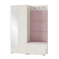 GARDEROBE Napoli 3 Kleiderschrank mit Polsterpaneelen Rosa - Beige/Rosa, Holzwerkstoff (140/189/40cm) - Jerpax