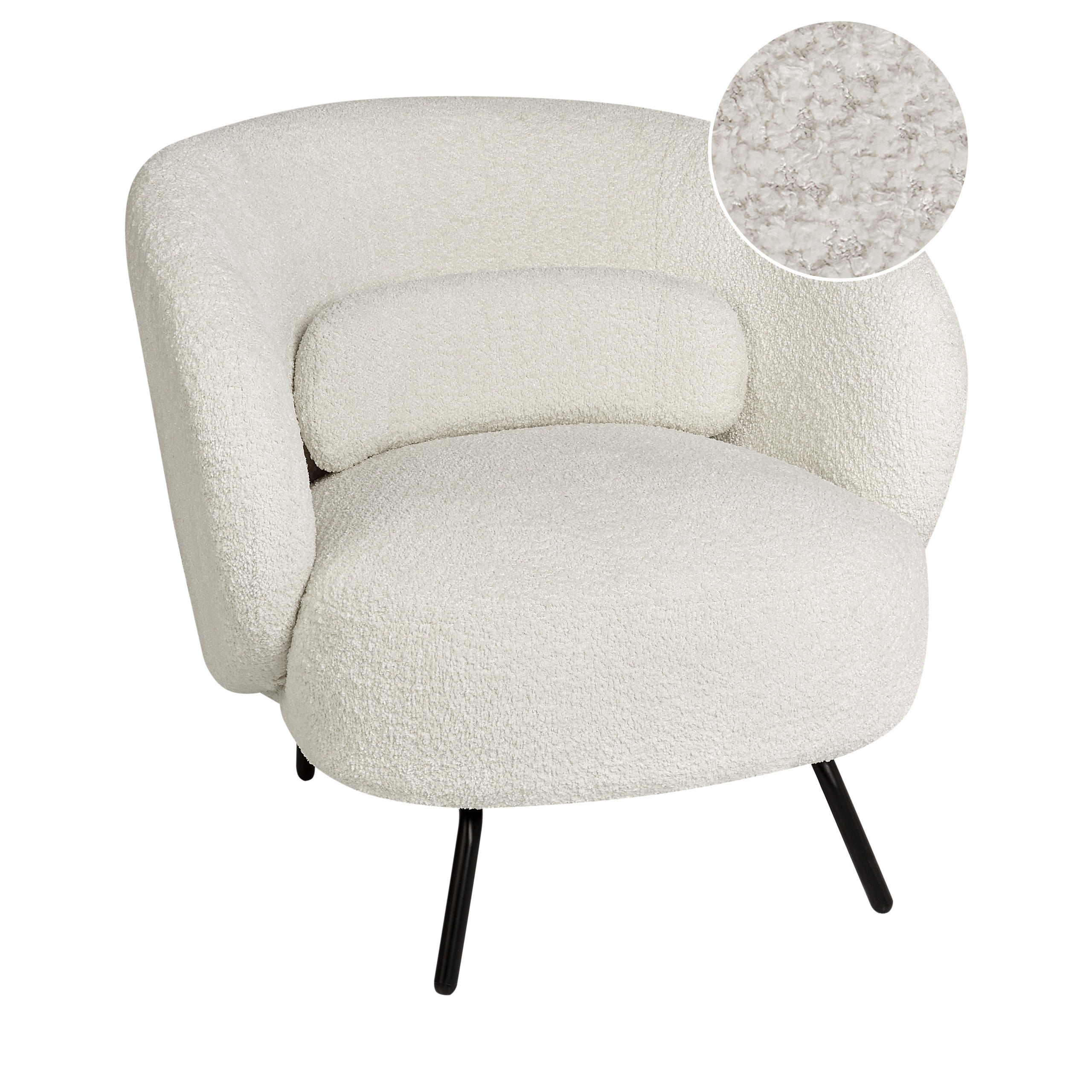 SESSEL Bouclé Cremeweiß Makela - Schwarz/Weiß, Textil (75/72/74cm) - Beliani