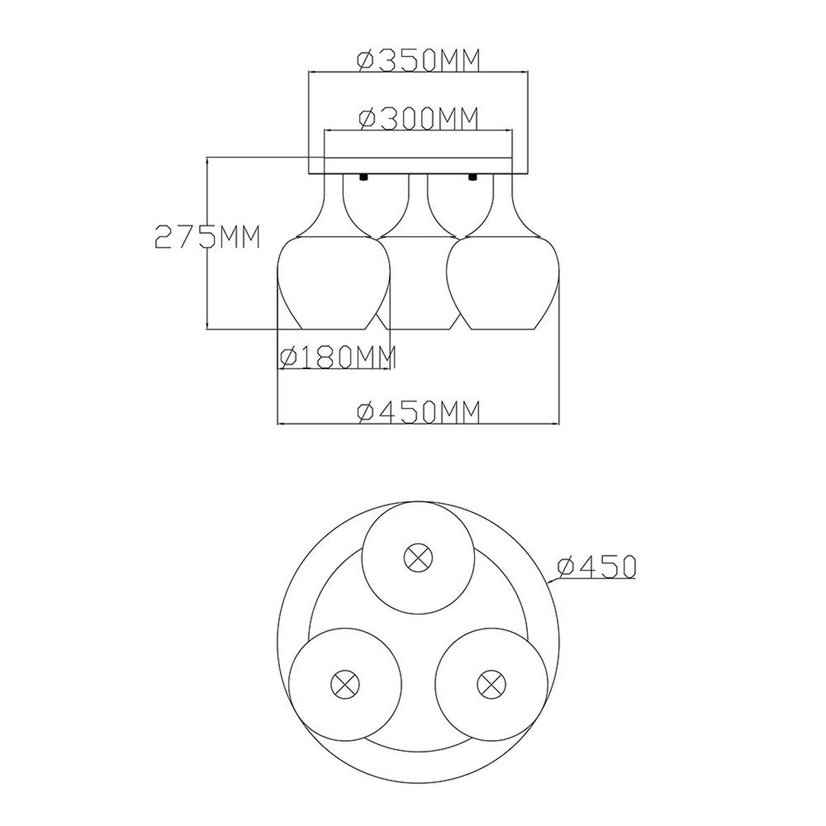 LED DECKENLEUCHTE Metall Schwarz Glas - Schwarz, Glas (45/45/27.5cm) - Globo Lighting