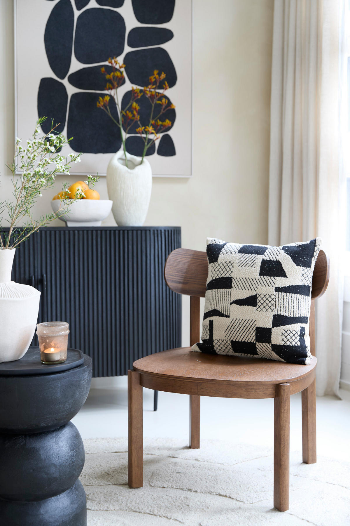 DEKOKISSEN Cesena Schwarz 45/45/10 cm - Schwarz, Textil (45/45cm) - Light & Living