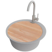 GRANITSPÜLE Pisa Max, 2-er set Grau 53/53 cm 1 Becken + Küchenarmatur 32/20 cm + Ablauf-Set + Schneidebrett ab 50er Unterschrank - Beige/Grau, Kunststoff (53/20/53cm) - Primagran