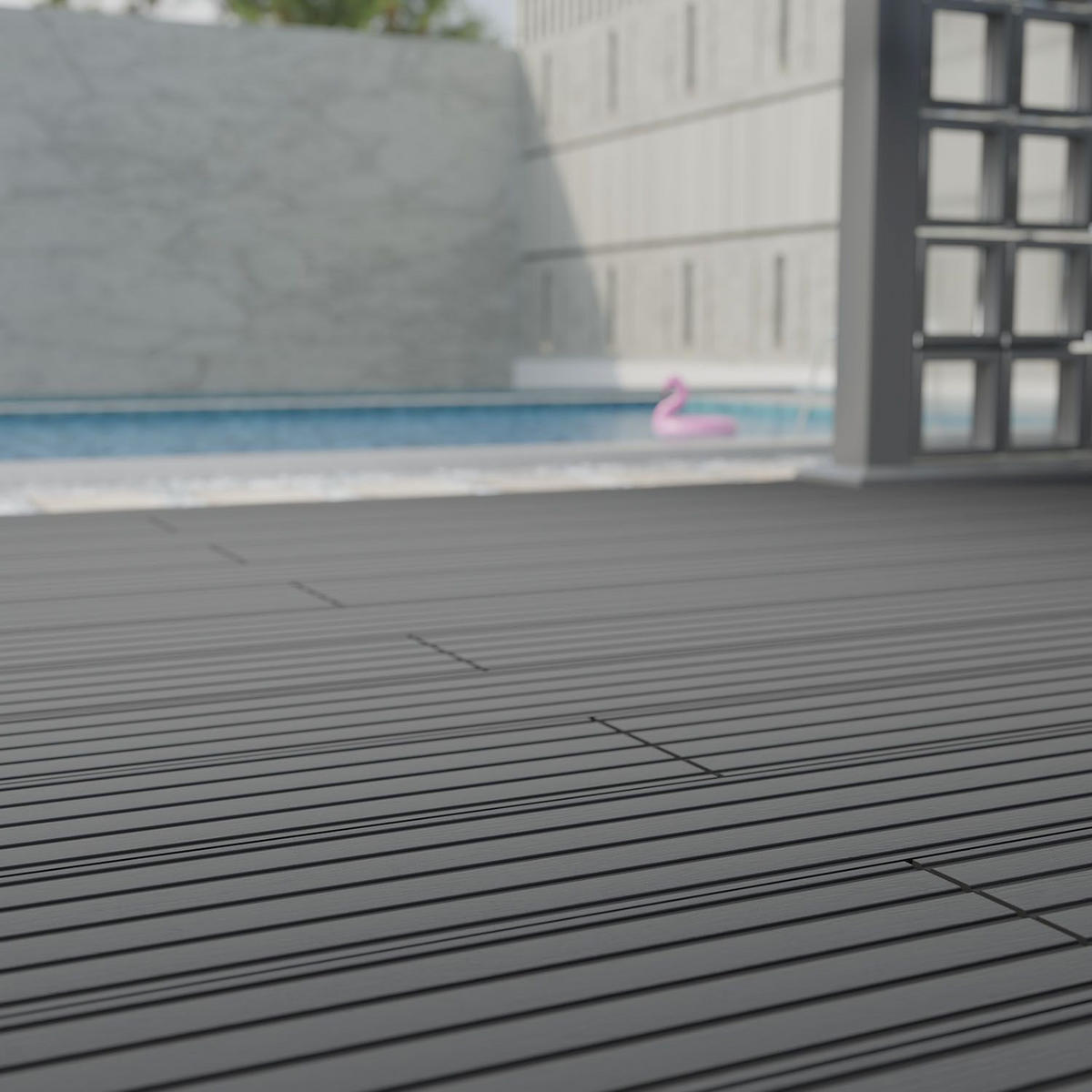 TERRASSENDIELEN WPC Grau 10 m² - Grau, Kunststoff (220/14.6/2.5cm) - Juskys
