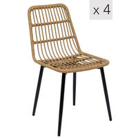 STUHL 4er-Set Rattan Braun - Braun, Metall (43/83/47cm) - Nordlys
