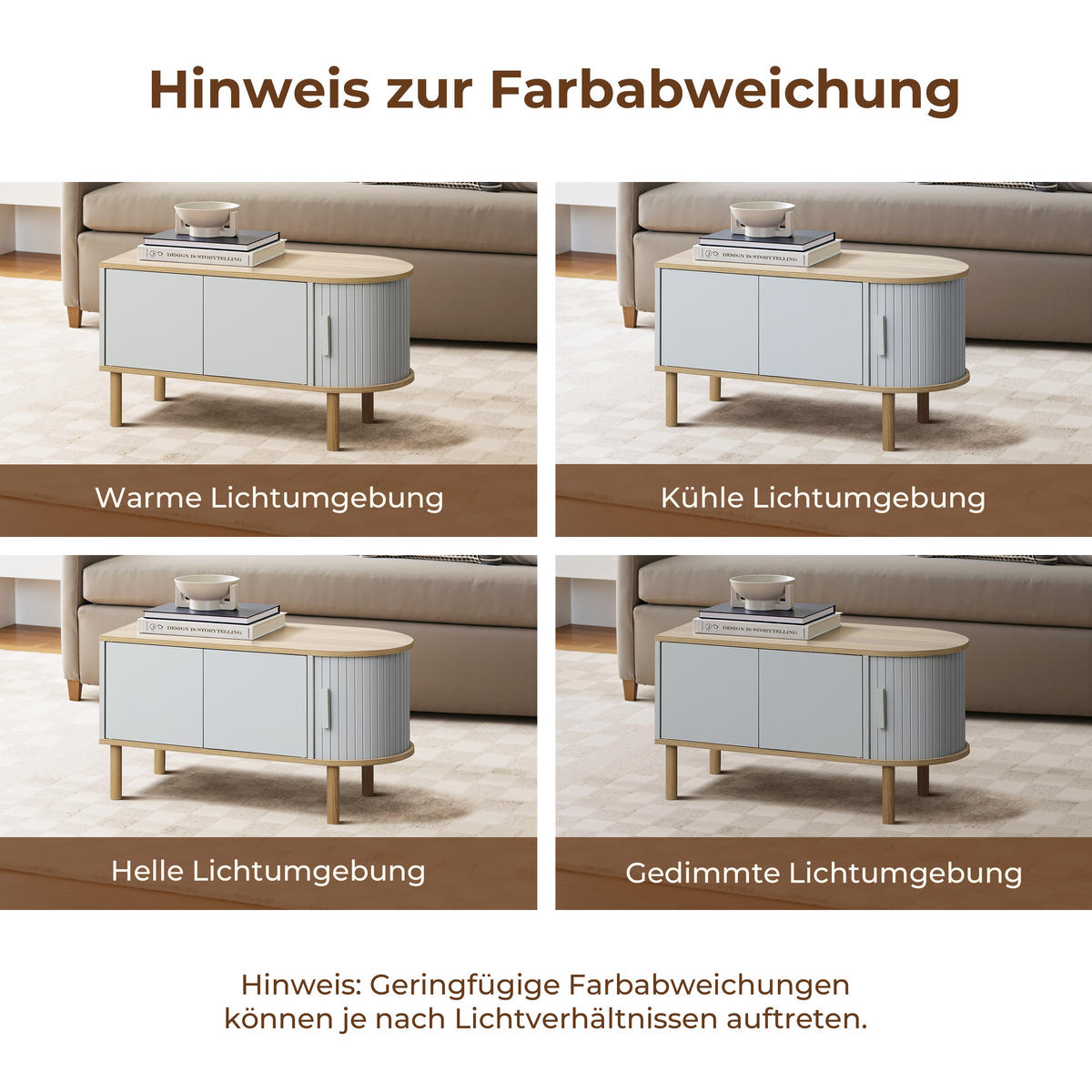 COUCHTISCH mit 2 Türen | B80 x T40 x H45 cm - Grau, Holzwerkstoff (40/80/45cm) - Hometopia