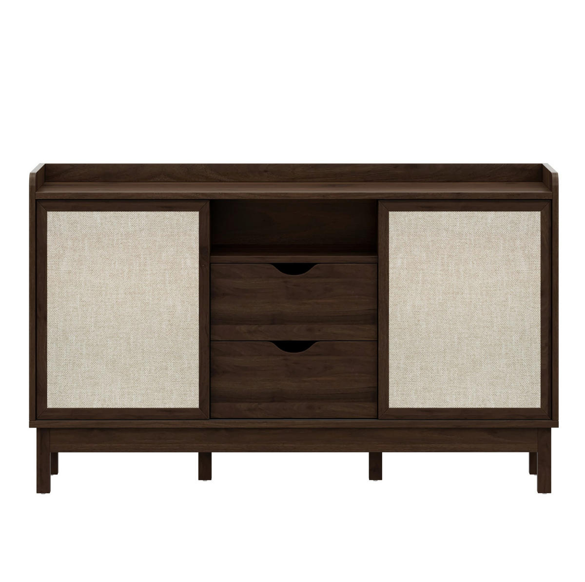 SIDEBOARD aus Spanplatte 150x39,5x80 cm Natur mit Schiebetüren, Schubladen und verstellbaren Einlegeböden - Walnussfarben, Holzwerkstoff (150/80/39.5cm) - IVMEU