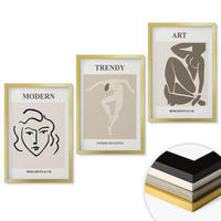 WANDBILDER 3er Set - 40x60 cm Goldrahmen - Abstrakte Porträts Farben - Goldfarben, Kunststoff (40/60cm) - ArtPrintCave