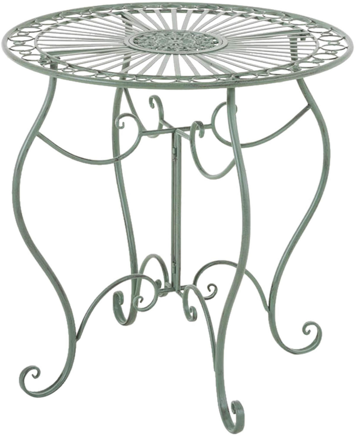 GARTENTISCH rund Ø70 cm Metall Antik-Grün - Grün, Metall (70/70/72cm) - CLP