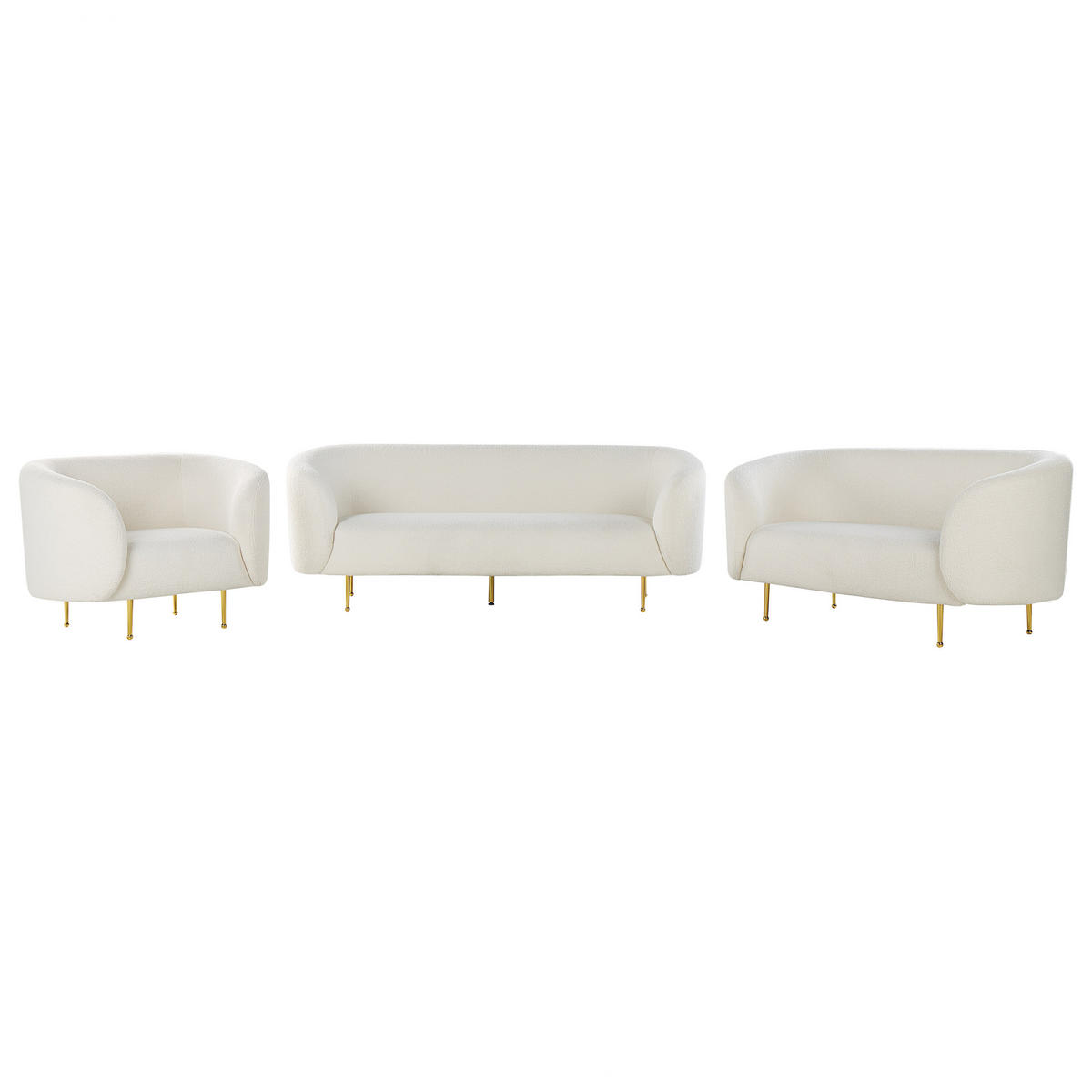 6-SITZER SOFA SET Bouclé Weiß Loen - Weiß, Textil (200/79/70cm) - Beliani