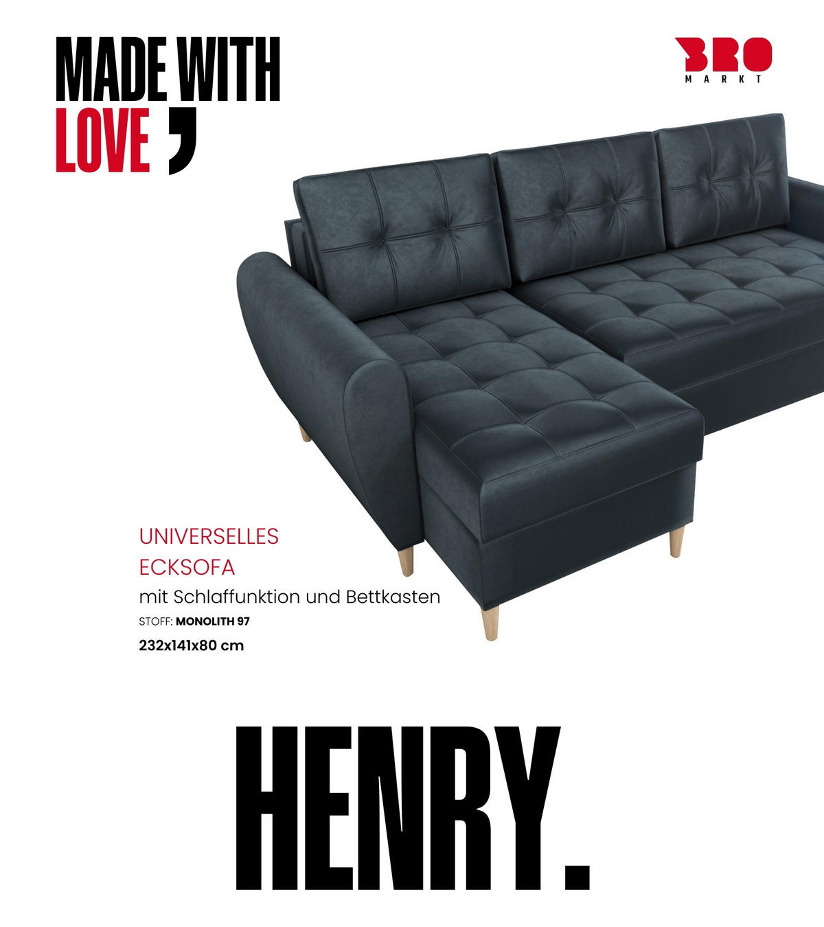 ECKSOFA Henry mit Schlaffunktion Graphit Samtstoff - Graphitfarben, Textil (232/141cm) - Bromarkt