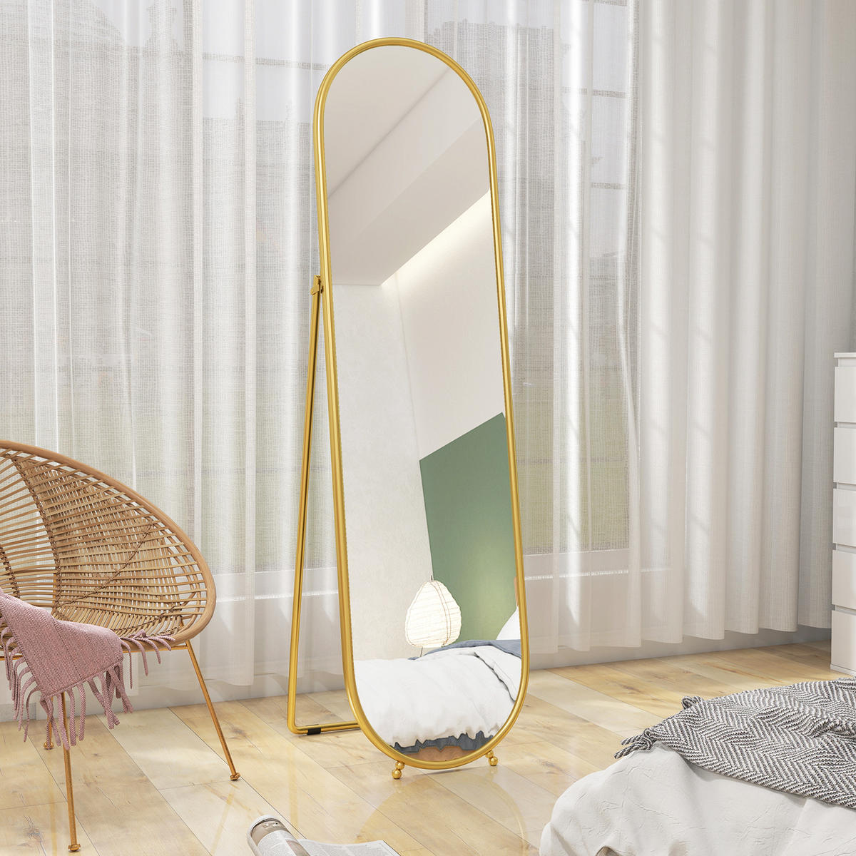 STANDSPIEGEL 2er-Set goldfarben 50.0/4.0/180.0 cm - Goldfarben, Metall (4/180/50cm)