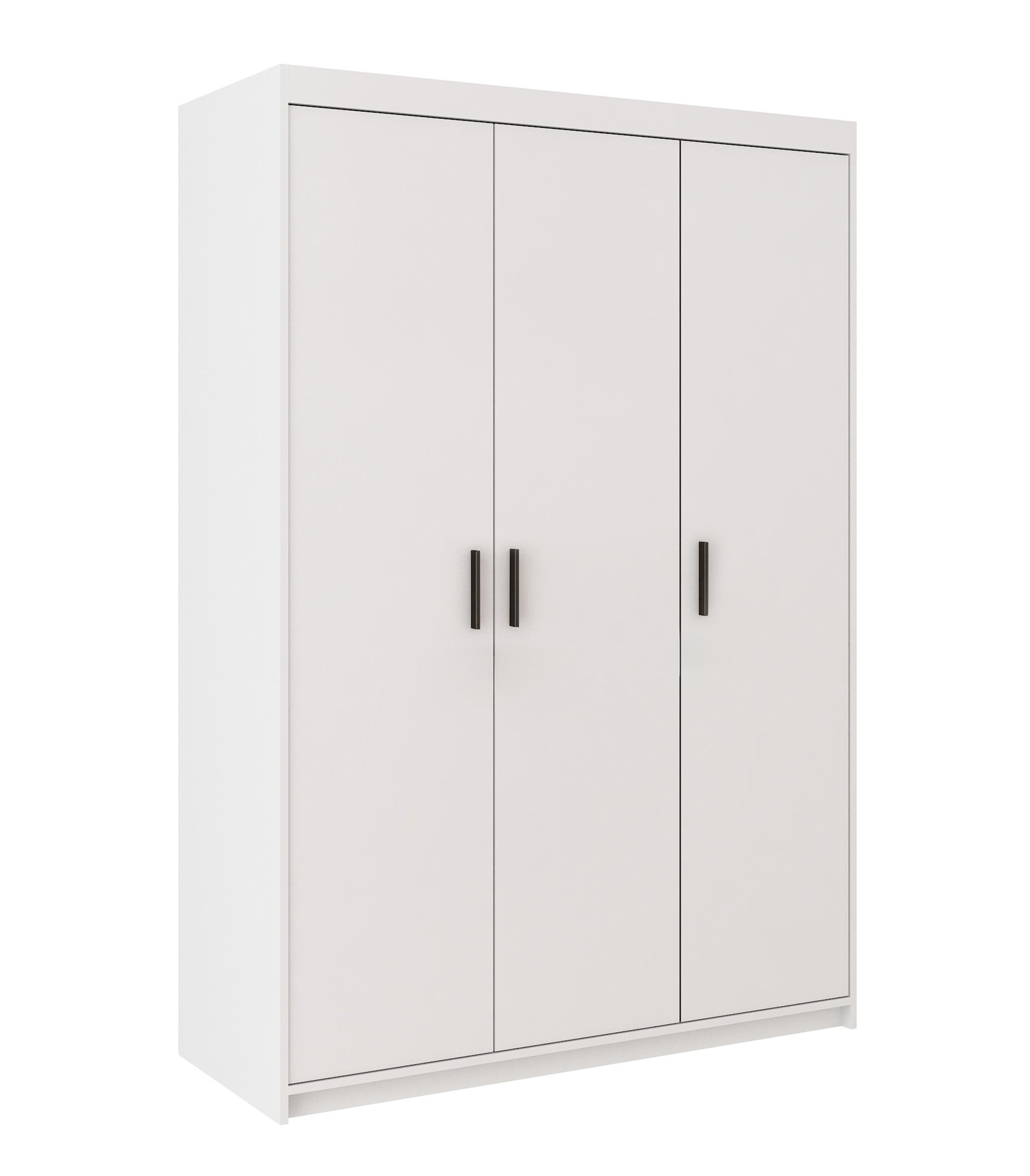 KLEIDERSCHRANK Storicos Weiß 133/190,5/53 cm - Modern 3-türig - Weiß, Holzwerkstoff/Kunststoff (133/190.5/53cm) - AX Living