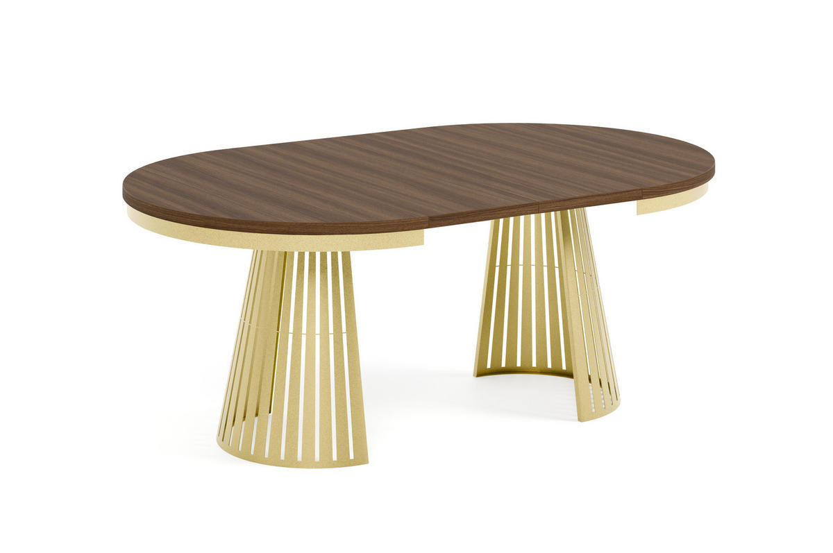 ESSTISCH Cone Bis - Goldfarben/Haselnussfarben, Holzwerkstoff/Metall (120/120/76cm) - Meblini