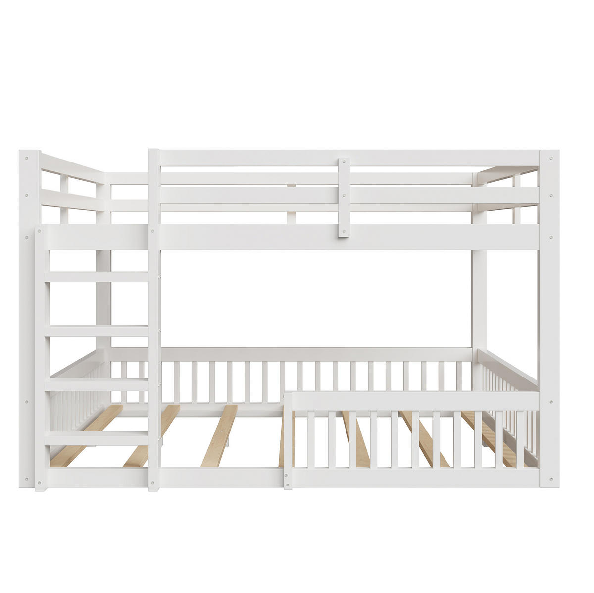 ETAGENBETT 160/200 cm Weiß aus Massivholz mit Schutzgittern - Weiß, Holz (160/200cm) - MIVRAY