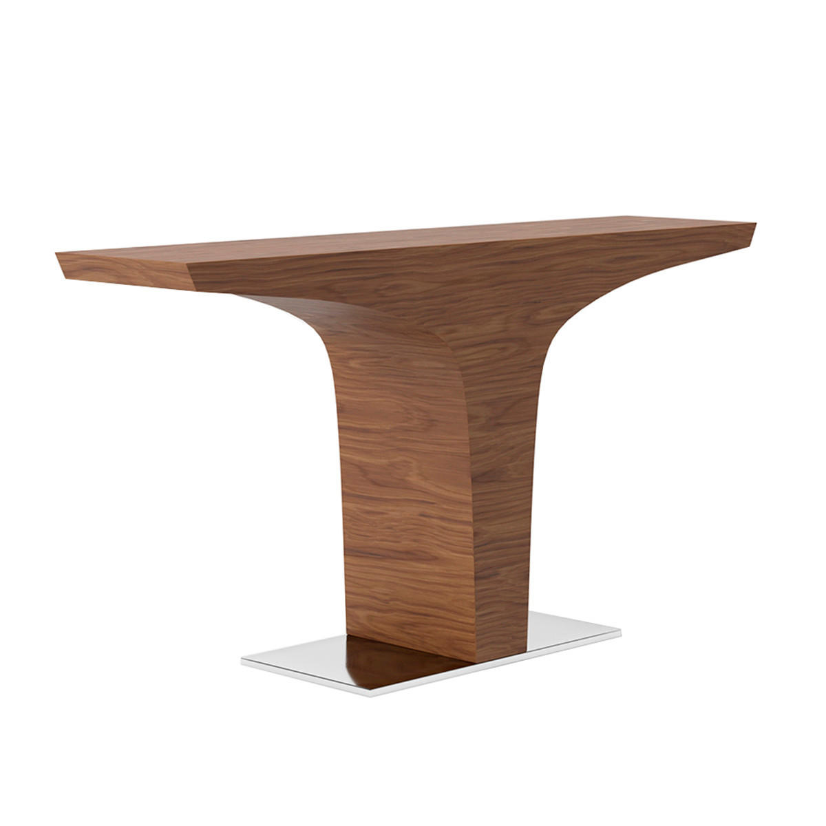 KONSOLE Rechteckig Walnuss , Stahl 150/35/80 cm - Edelstahlfarben/Nussbaumfarben, Holz/Metall (35/150/80cm) - ANGEL CERDA