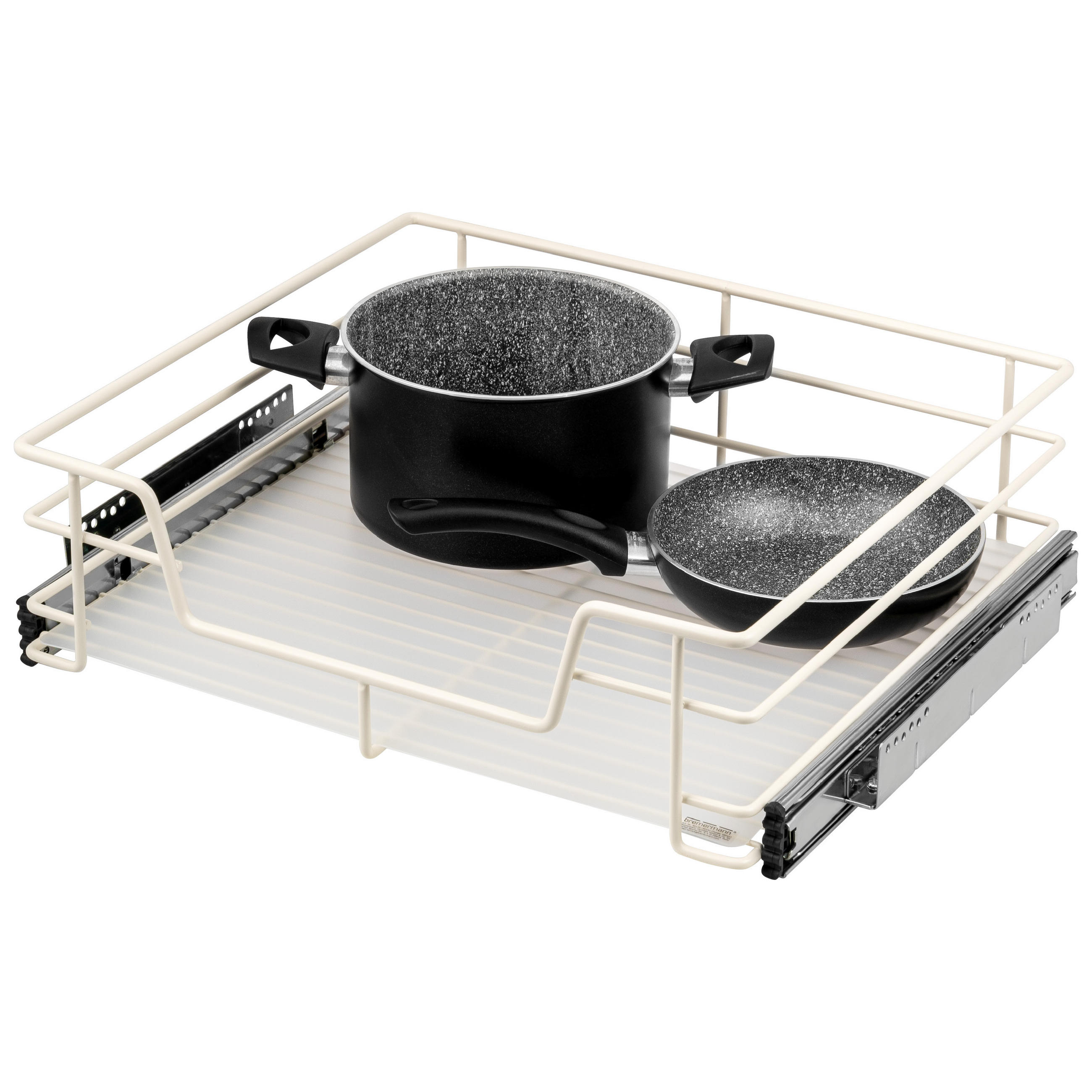 TELESKOPSCHUBLADE 60 cm Breite, mit Einlegeboden, Küchenschublade, cremeweiß - Creme, Metall (57/15/44cm) - bremermann