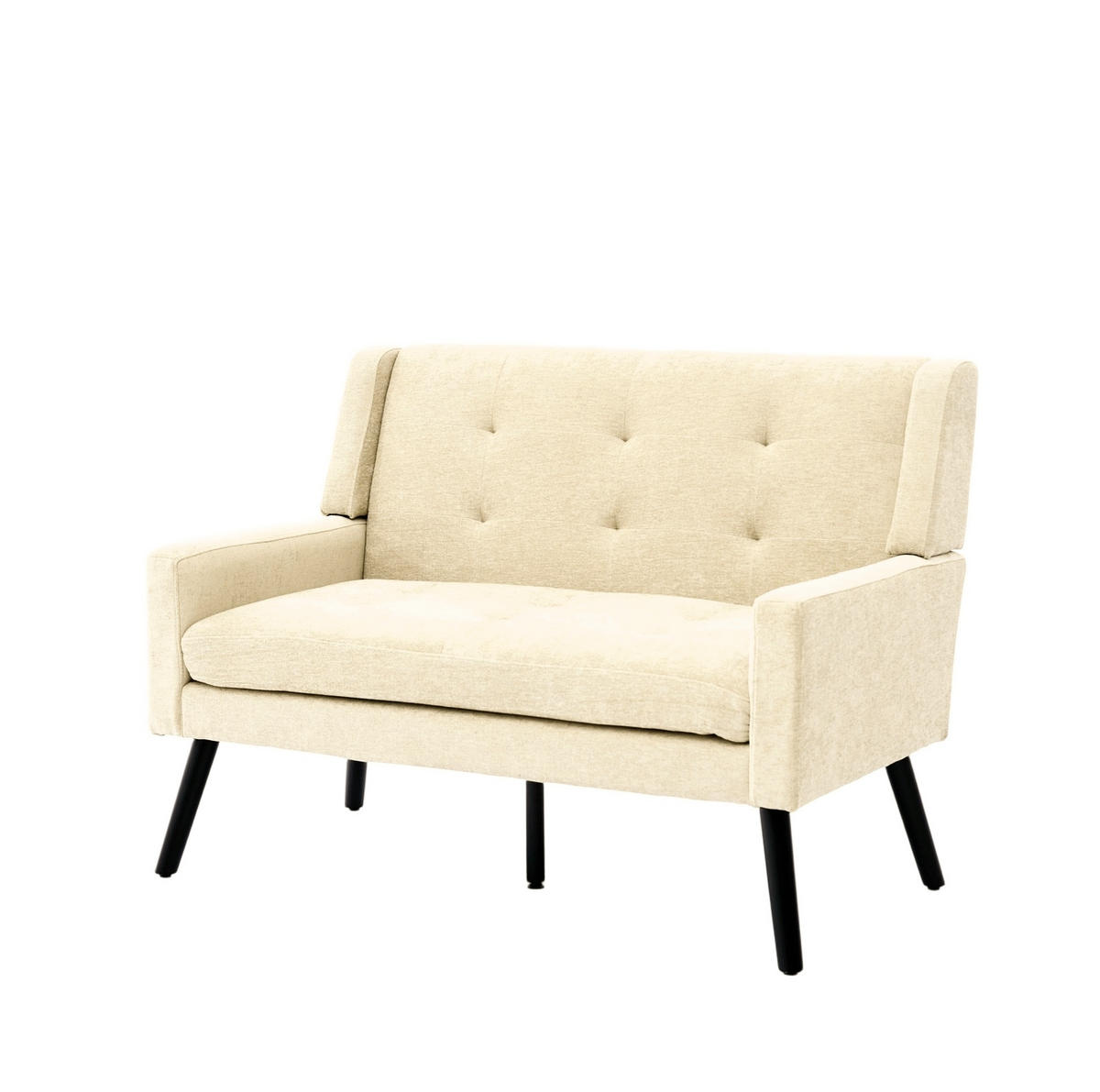 KLUPA s presvlakom, 2-sjed, bež, laneni izgled s nogama od masivnog drva,75/119/88 cm - bež, tekstil (75/88/120cm) - BEAOK