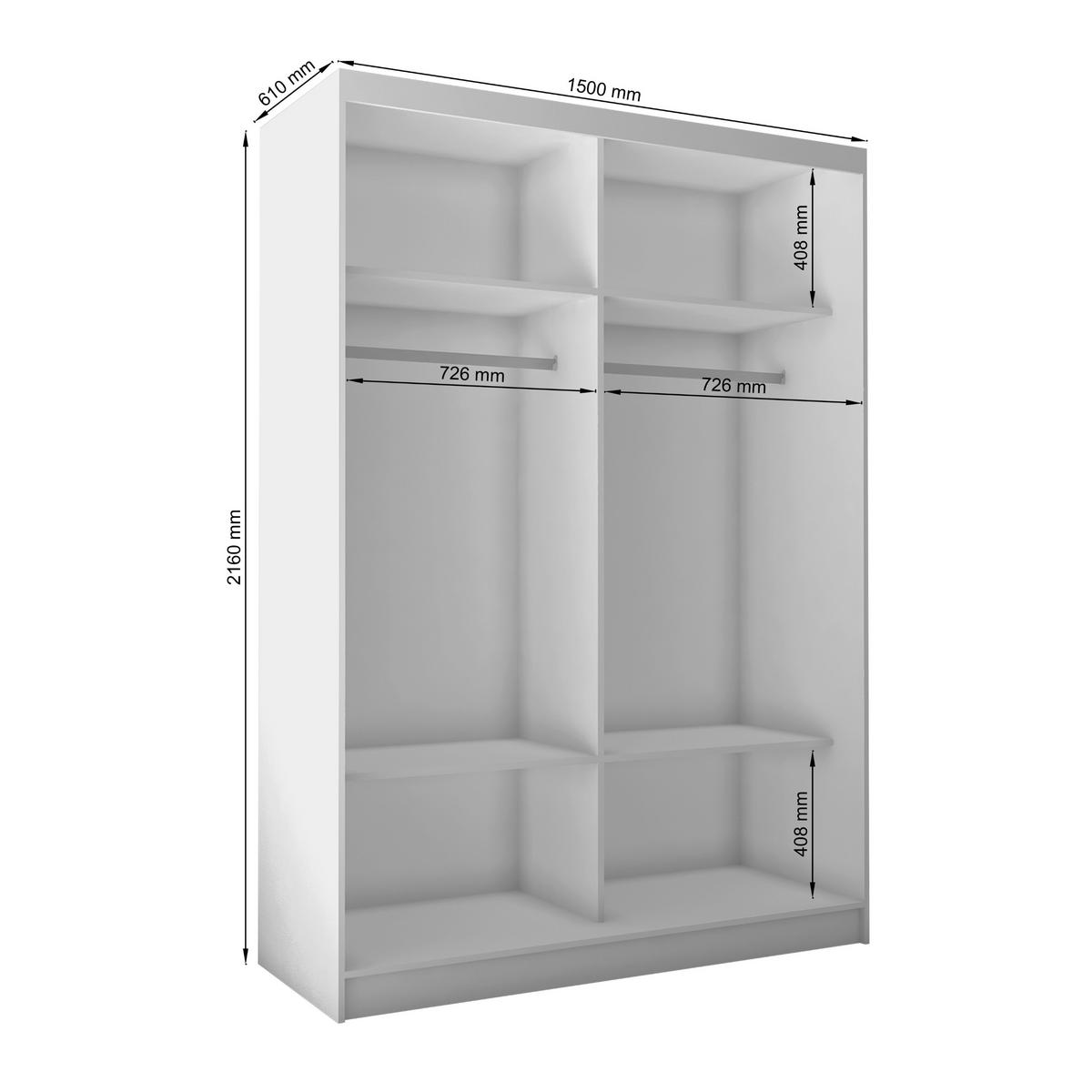 SCHWEBETÜRENSCHRANK BELLINA 150/216/61 cm 2-türig mit Spiegel Wengefarben - Wengefarben, Holzwerkstoff (150/216/61cm) - MASSENO