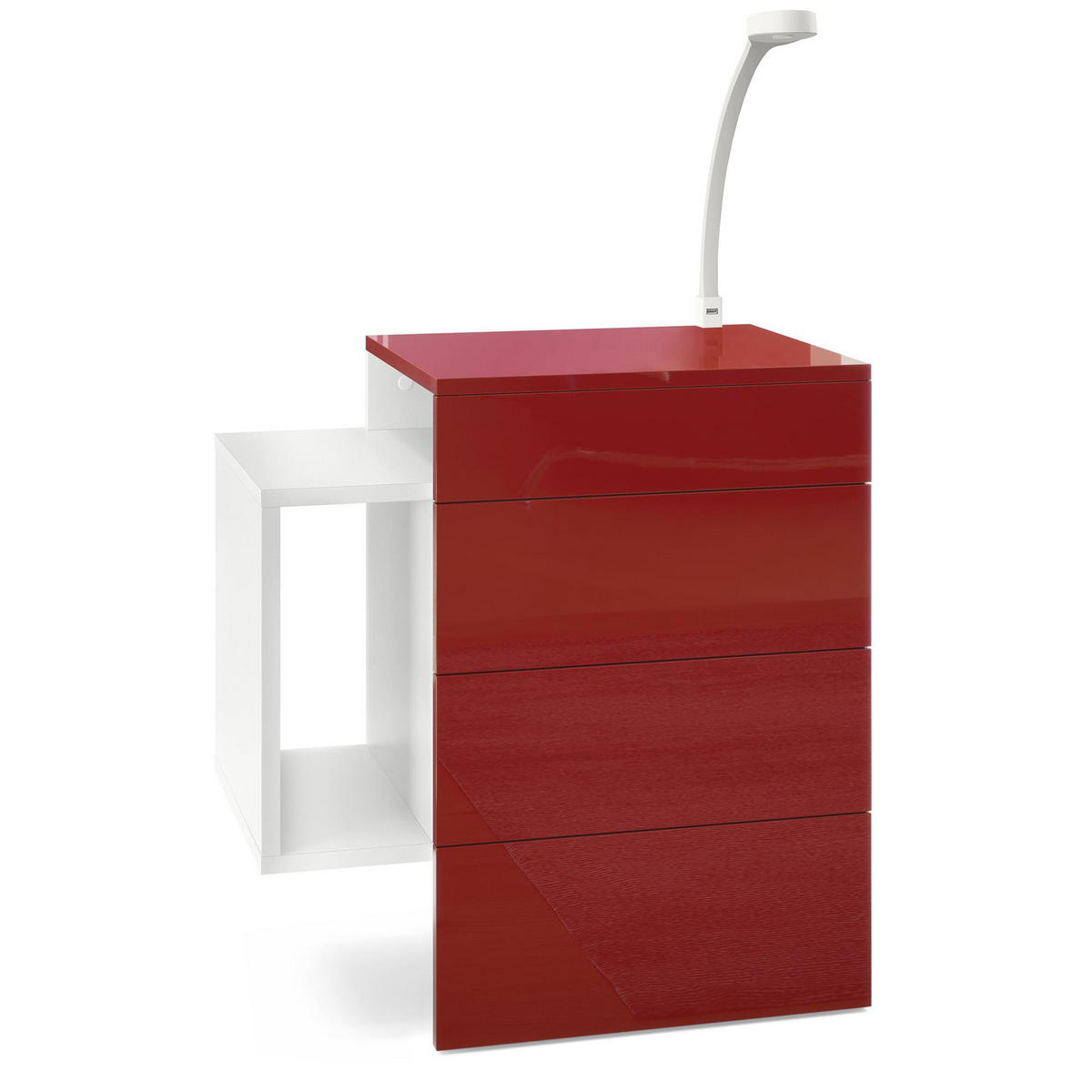NACHTTISCH Queens Front in Bordeaux Hochglanz - Bordeaux, Holzwerkstoff (60/63/36cm) - Vladon