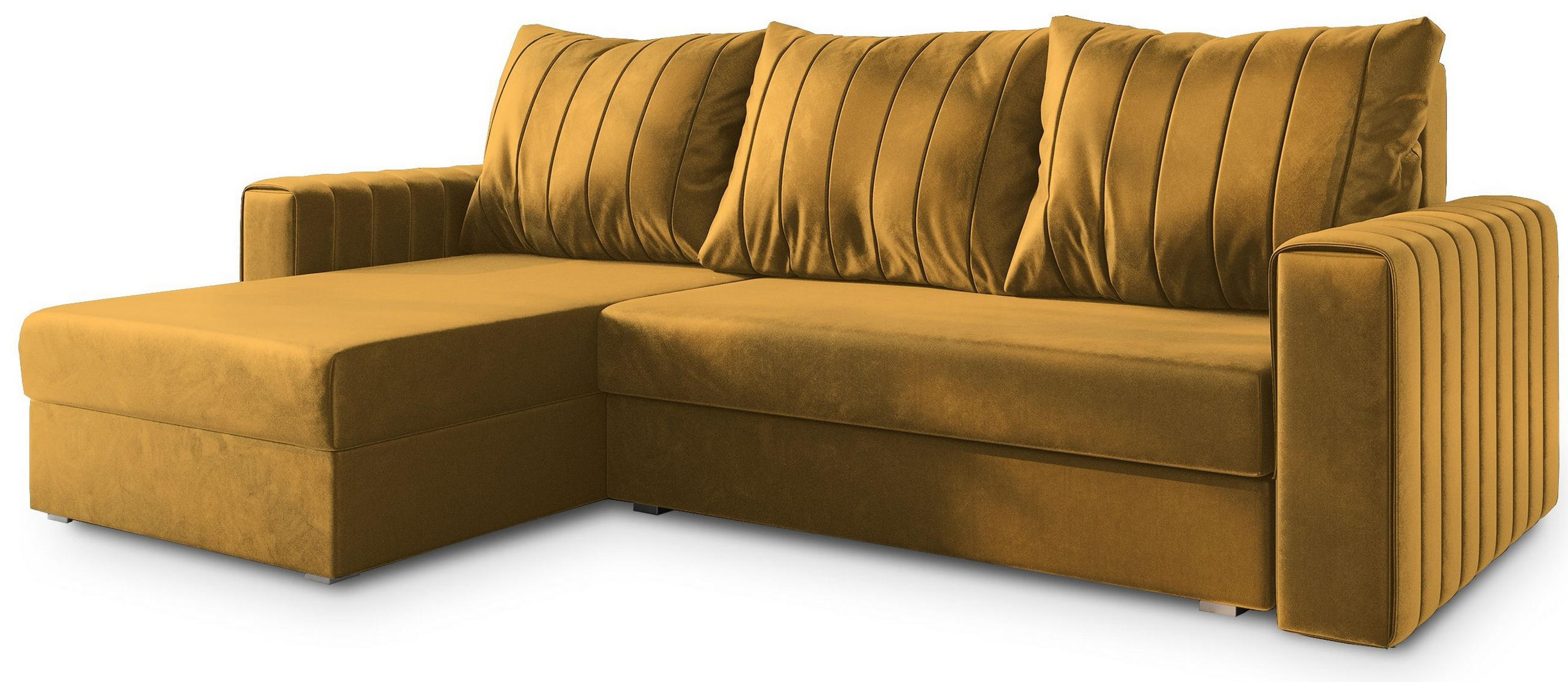 ROHOVÁ SEDAČKA CARL med - šedá/med, dřevo/textil (236/150cm) - MASSENO