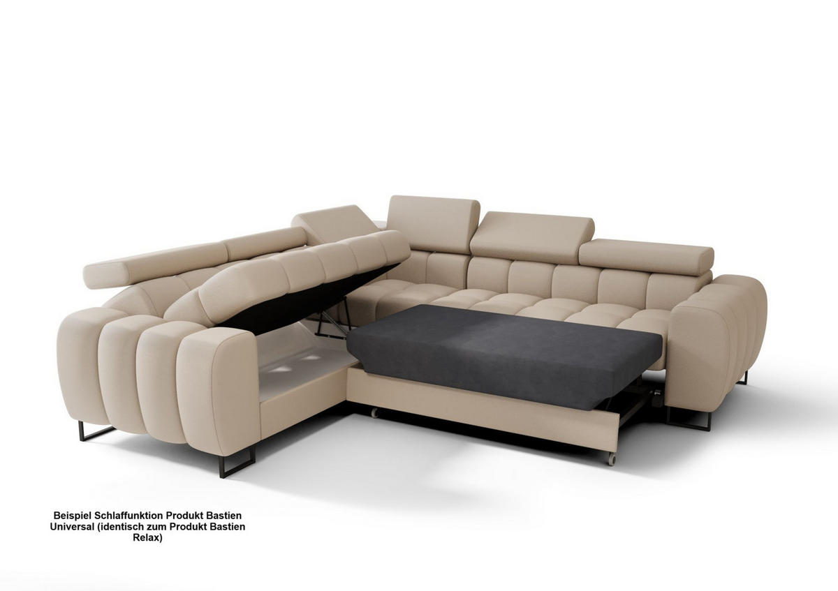 ECKSOFA Bastien Relax - Dunkelgrau, Holzwerkstoff/Textil (260/330cm) - Fun Möbel