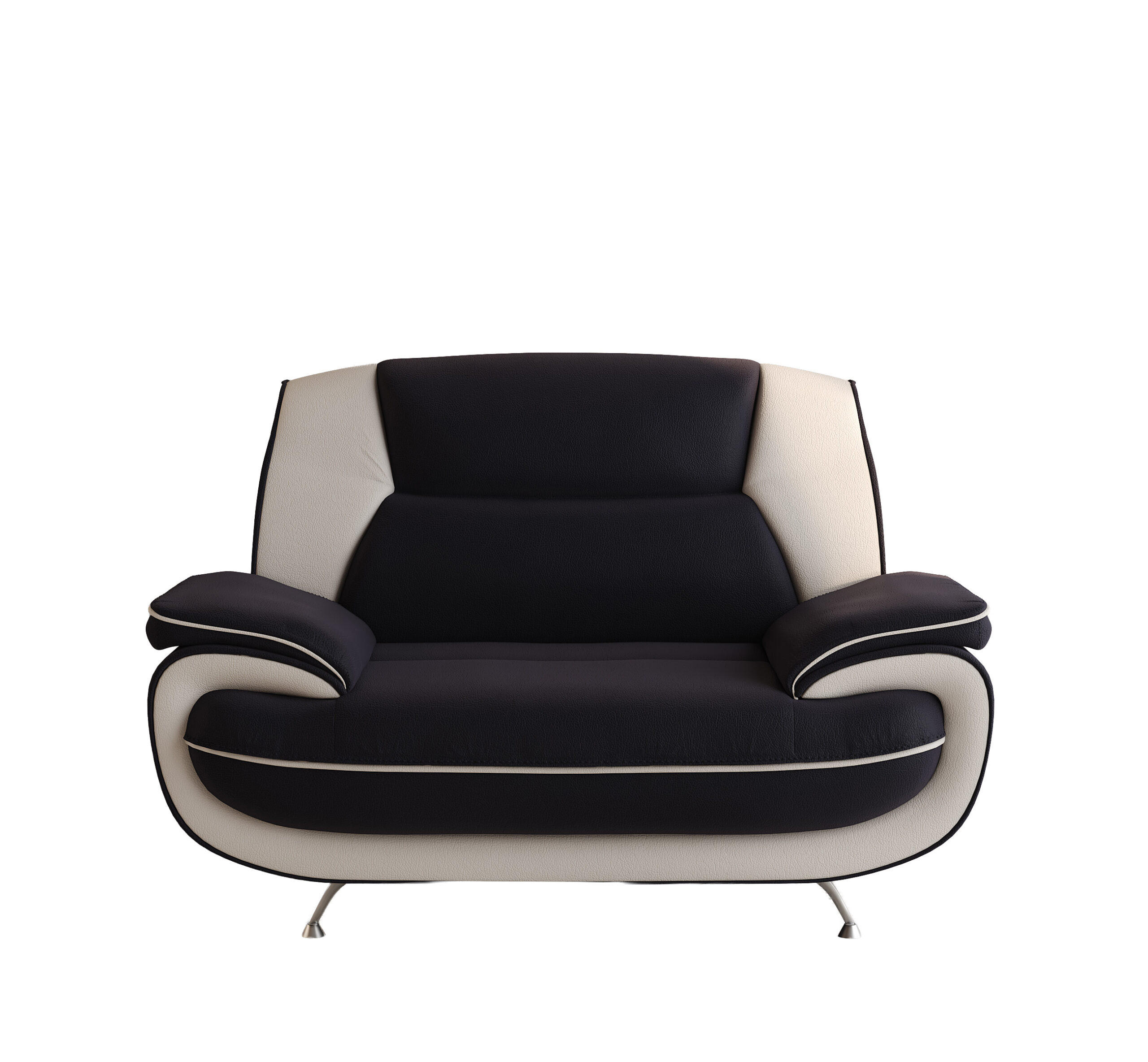 SESSEL, Stoff Soft, Schwarz + Weiß, Palermo - Schwarz, Holz (128/89/87cm) - Kaiser Möbel